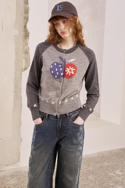 Apple Wool Blend Slim Fit Knitted Cardigan