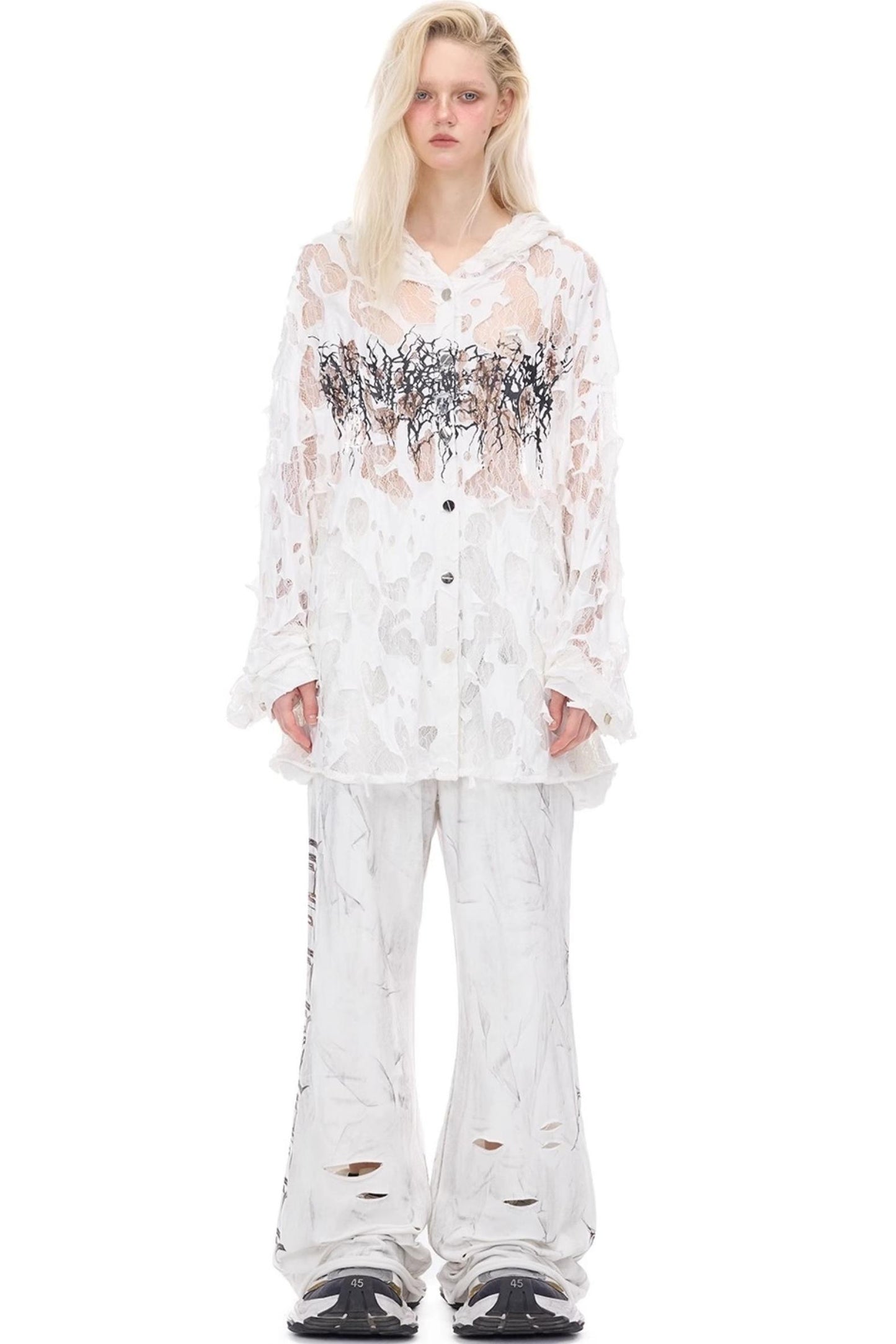 Thorned Lace Hooded Top