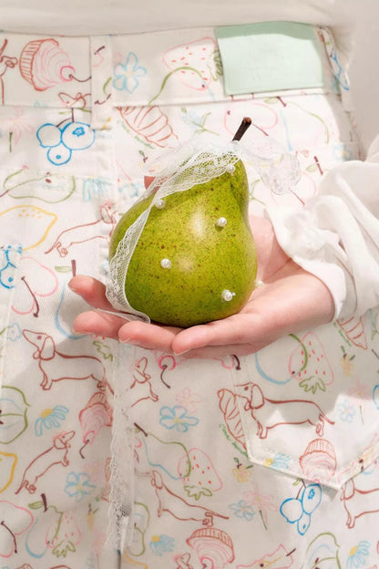 White Floral Wide-Leg Jeans