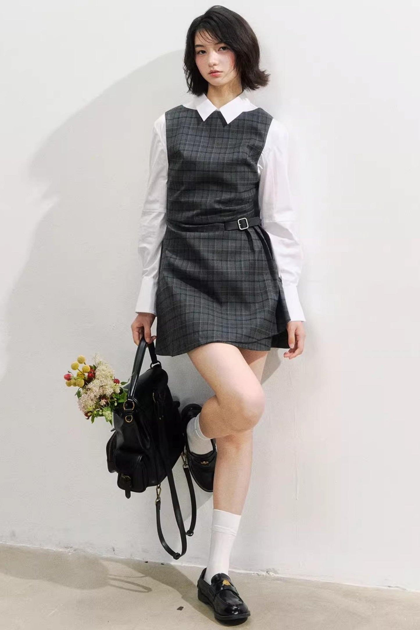 Sunset Leather Shirring Dress