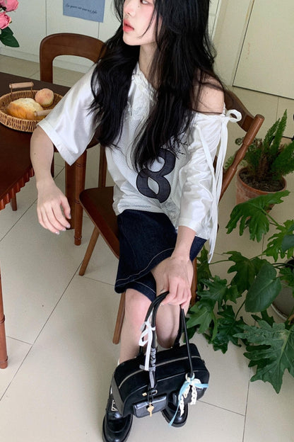 Block Core Mesh Slouch Top