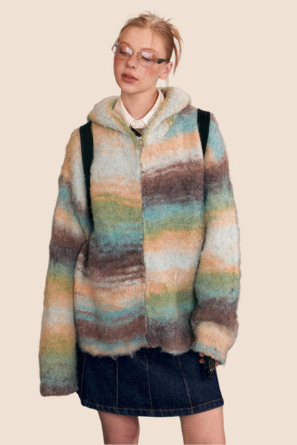 American Loose Gradient Knit Sweater Jacket