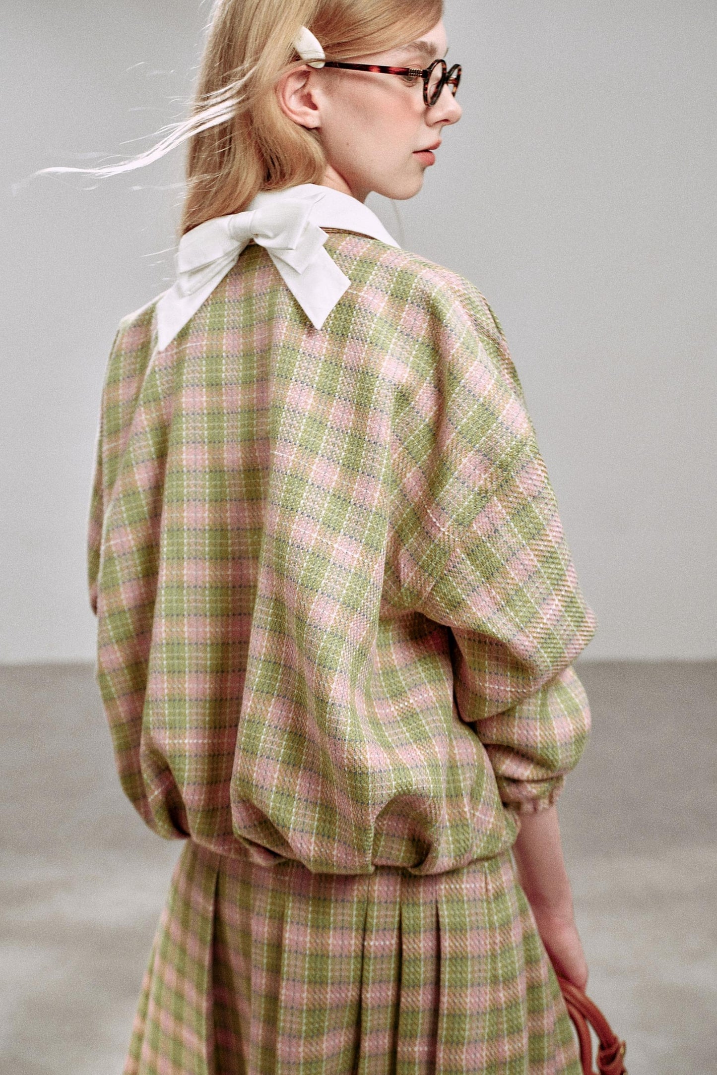 Pink Green Plaid Flower Jacket