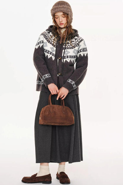 French Woolen Pleated Skirt