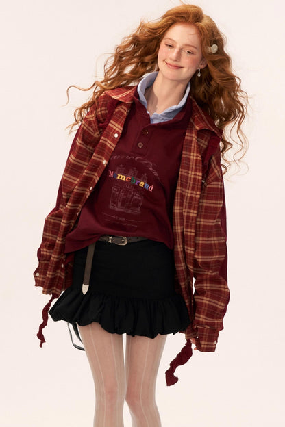 Button Lapel Polo Sweatshirt