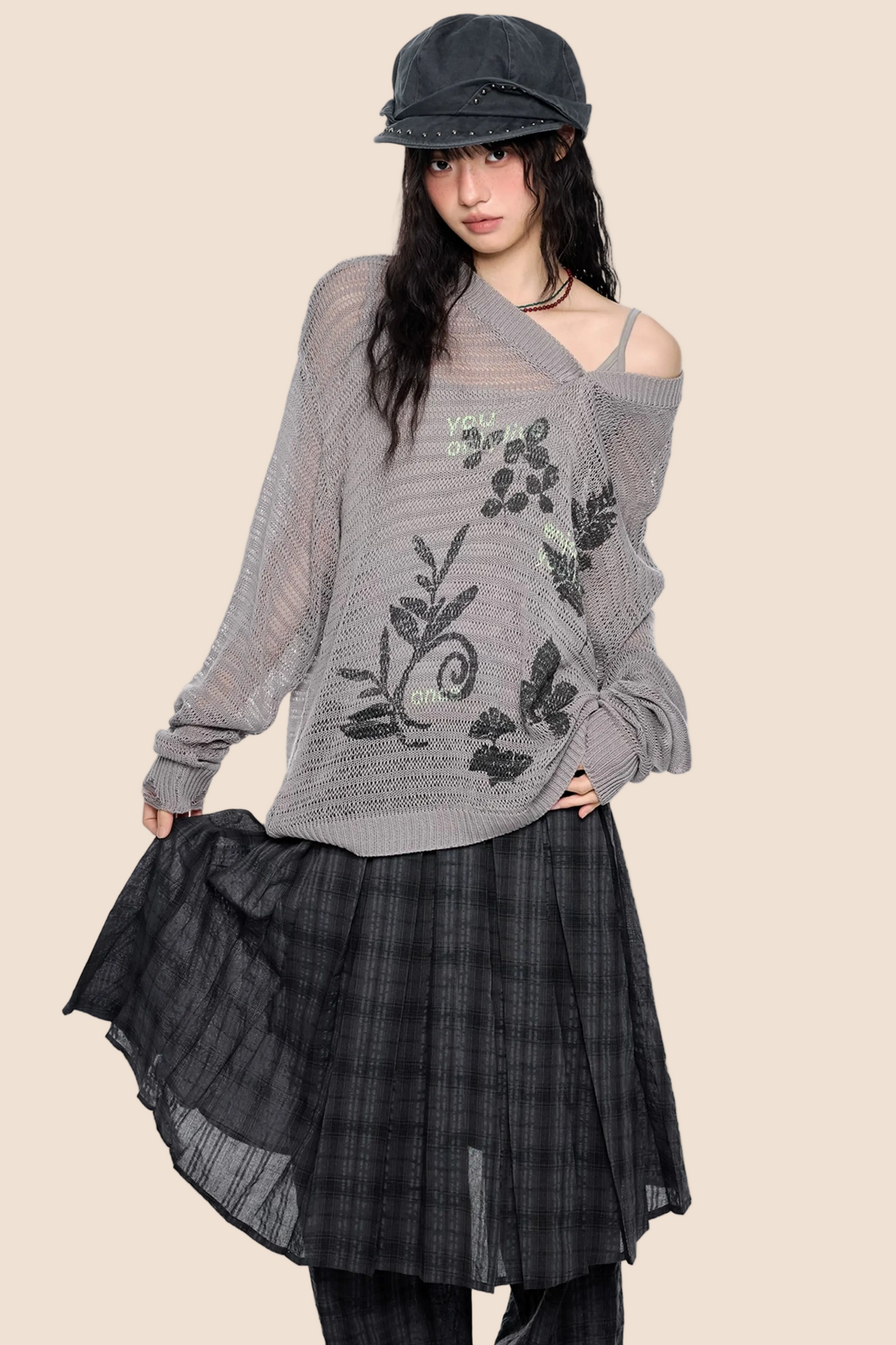 Blusa rétro in maglia fantasia