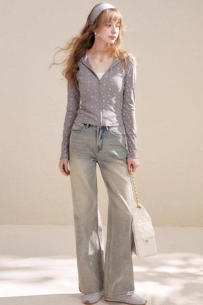 Lyocell Rose Print Hooded Jacket