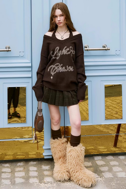 Knitted Two-Piece Sweater Pants Set