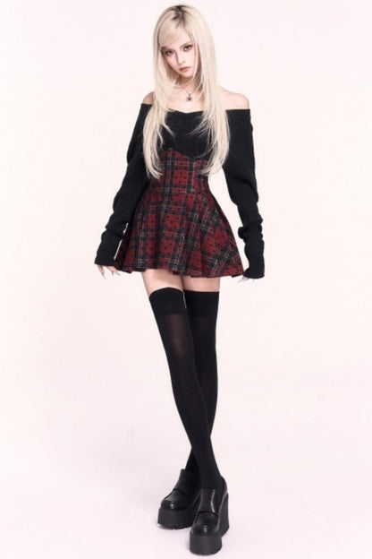 Sweet Plaid High Waist Pleated Skirt