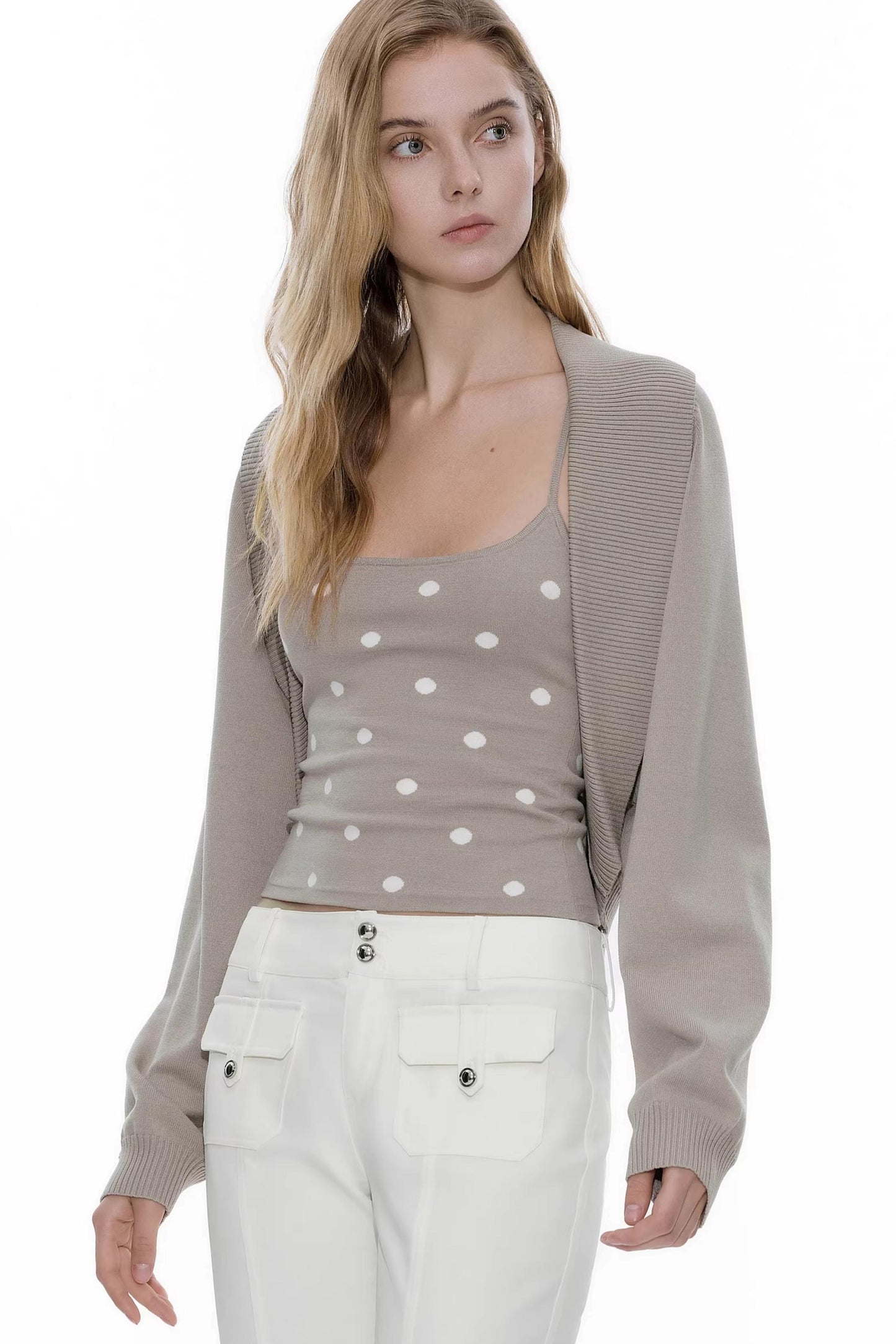 Retro Knit Cardigan Sweater Set