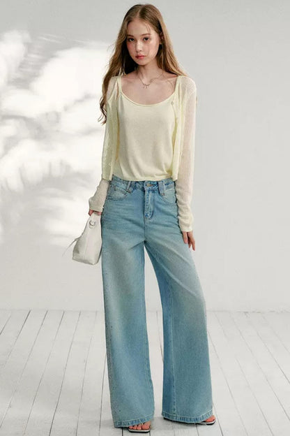 Hollow Knit Cardigan Set