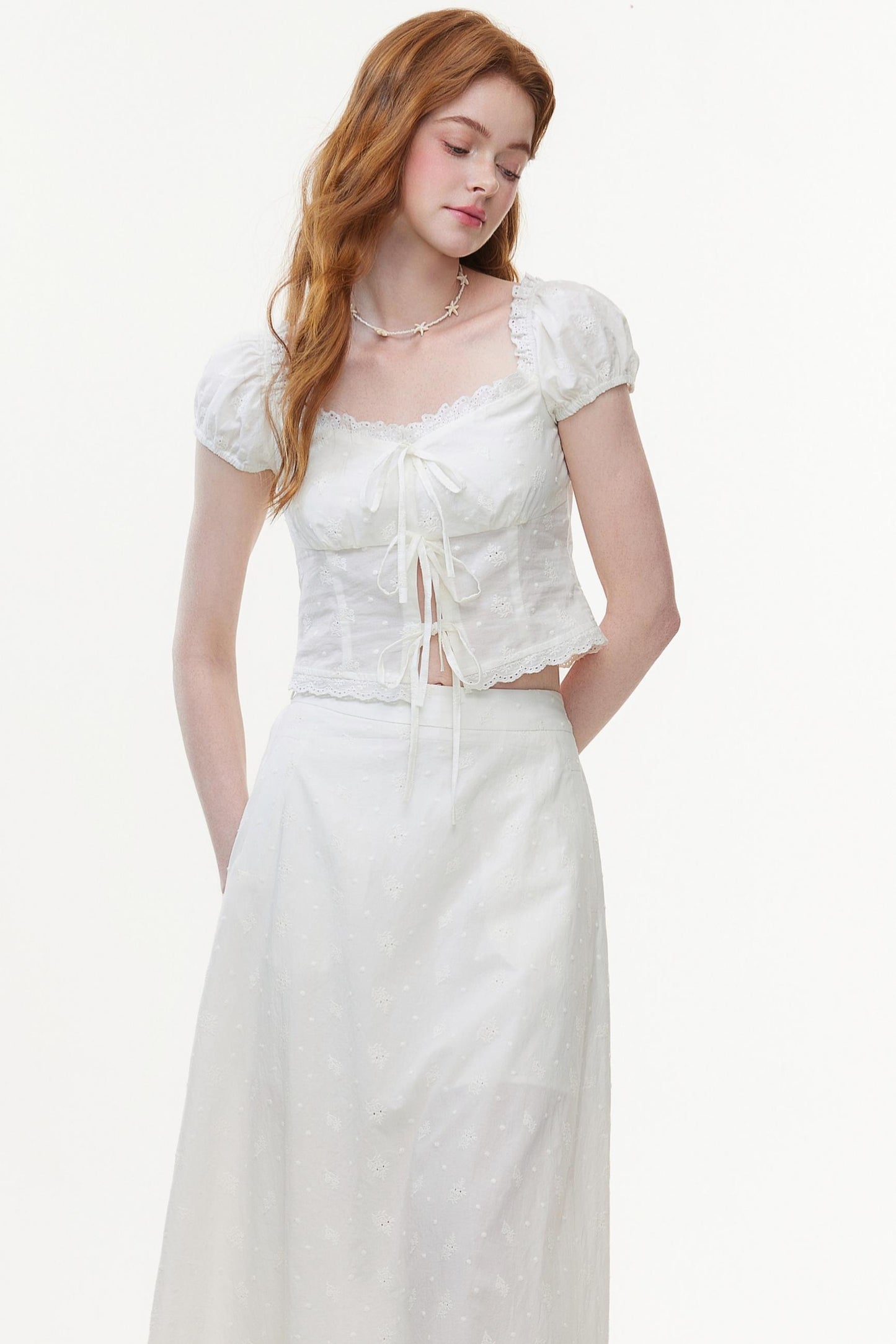 Skeleton Embroidered Two-Piece Skirt Set-Up