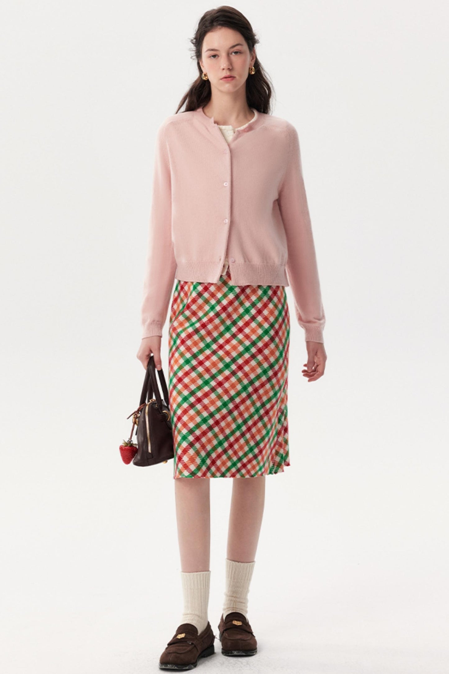 New Diagonal Plaid A-Line Skirt