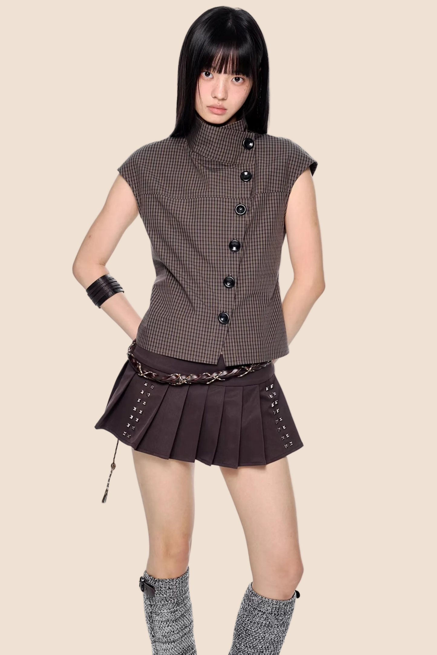 Retro kariertes Sommerbluse