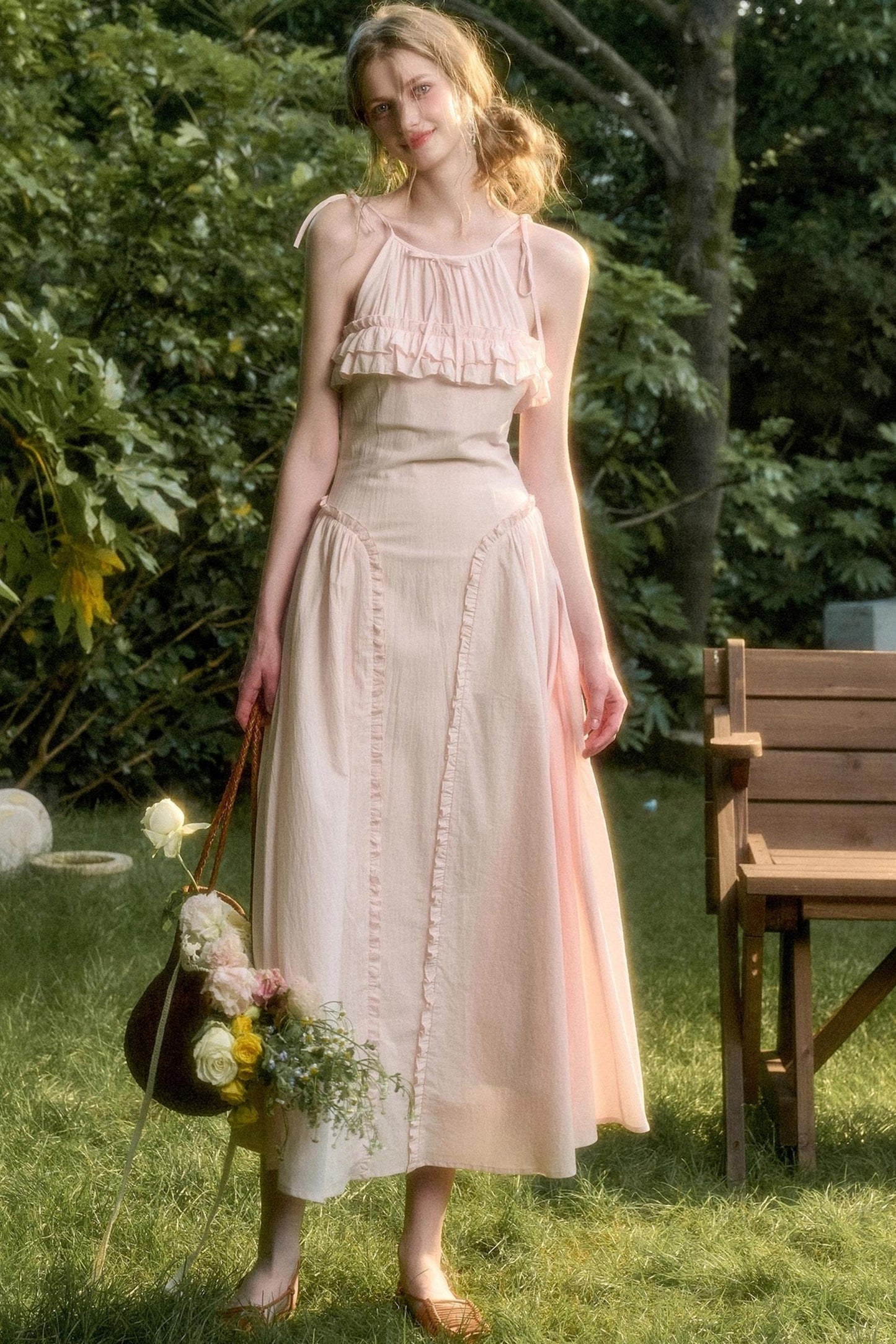 Rose Sea Halterneck Long Skirt