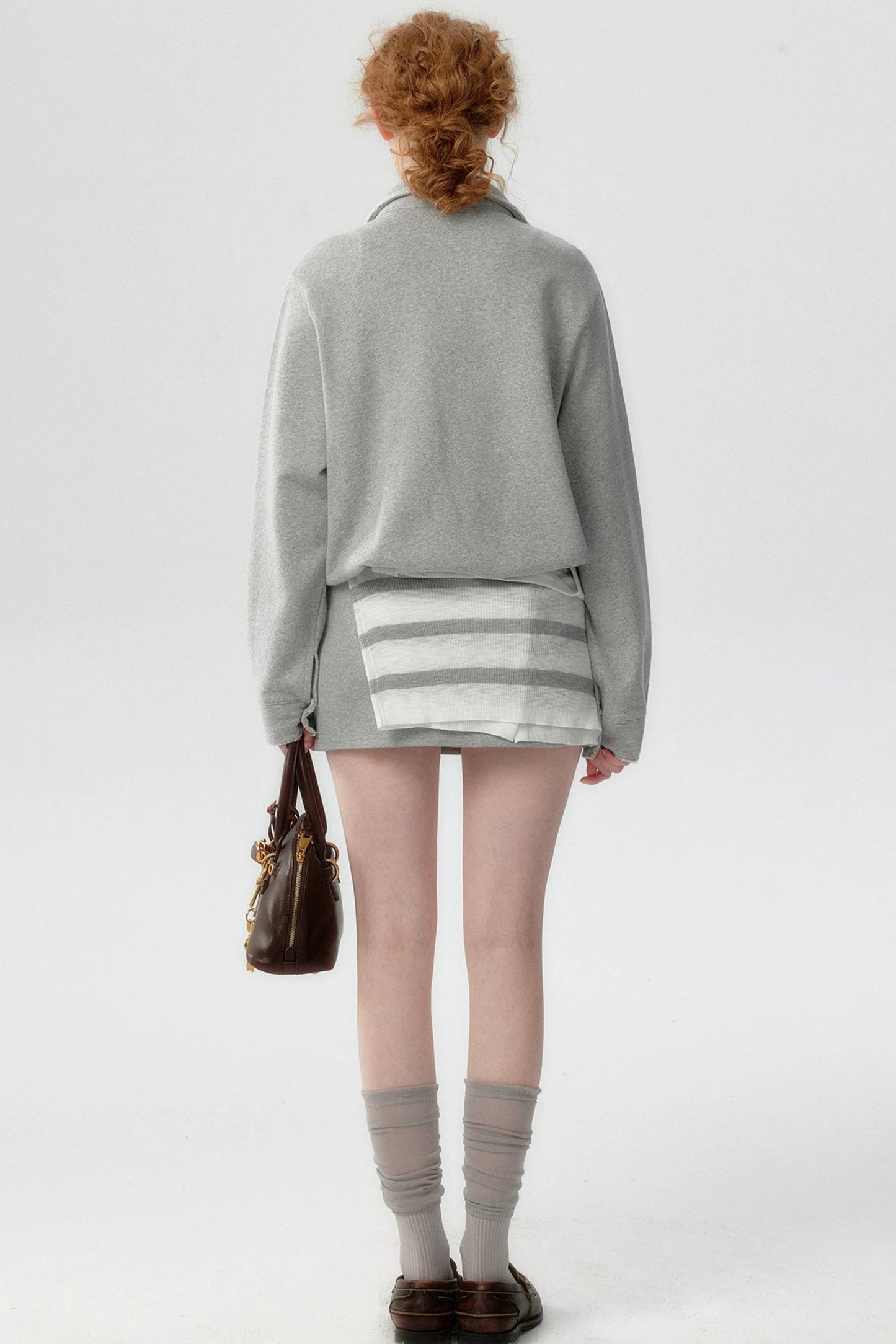 Korean-Style Layered Half-Zip Sweater