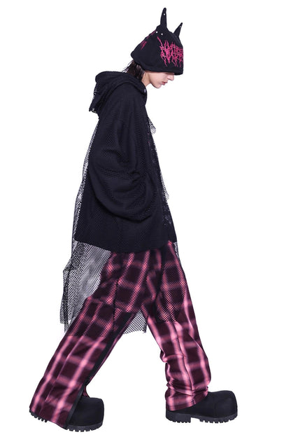 Plaid High-Waist Trousers