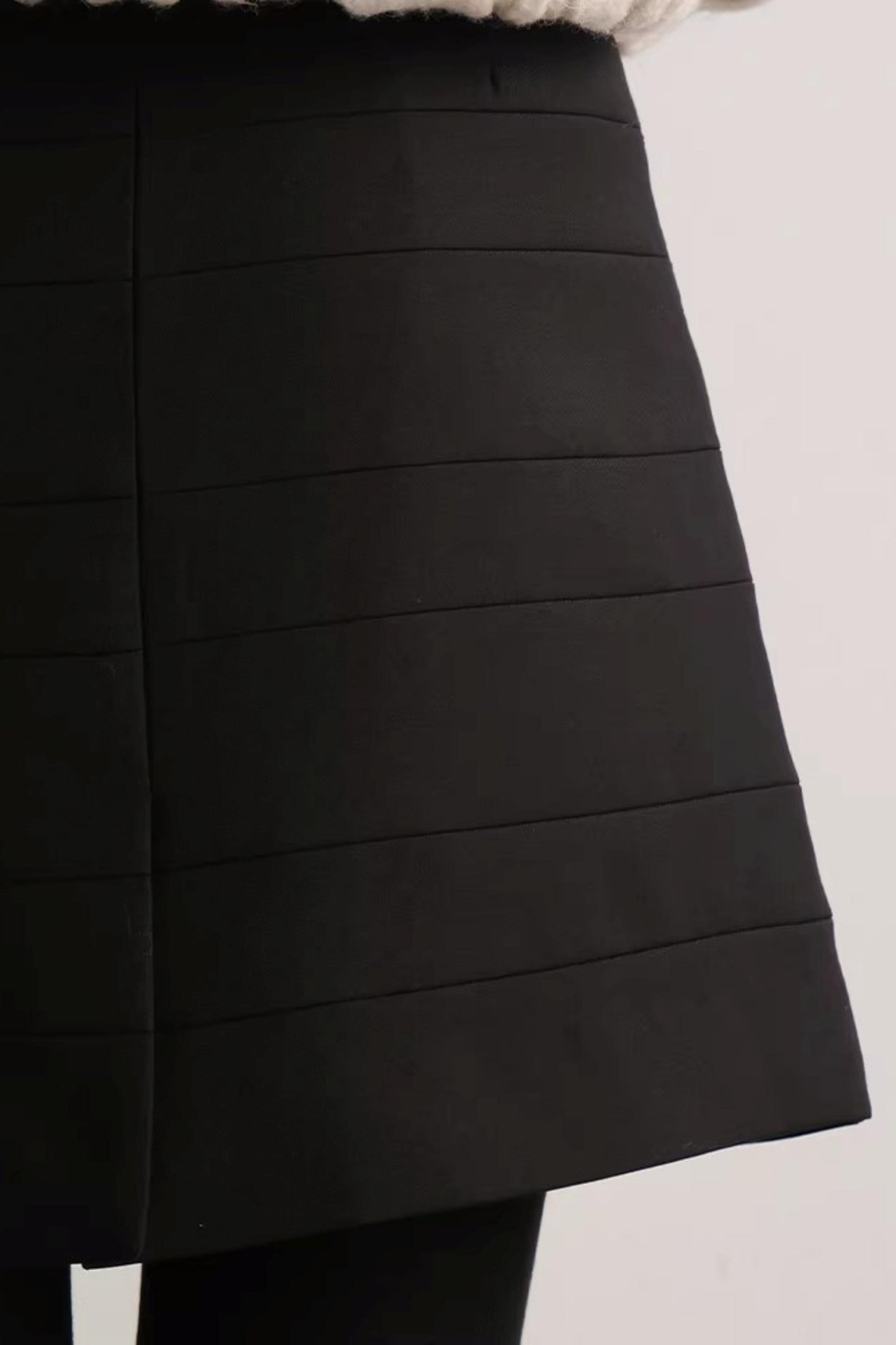 Faux Belt Patchwork Skirt