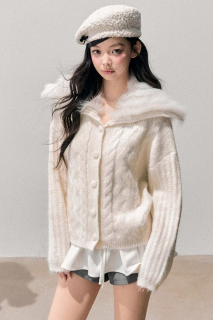 Fox Fur Knit Cardigan