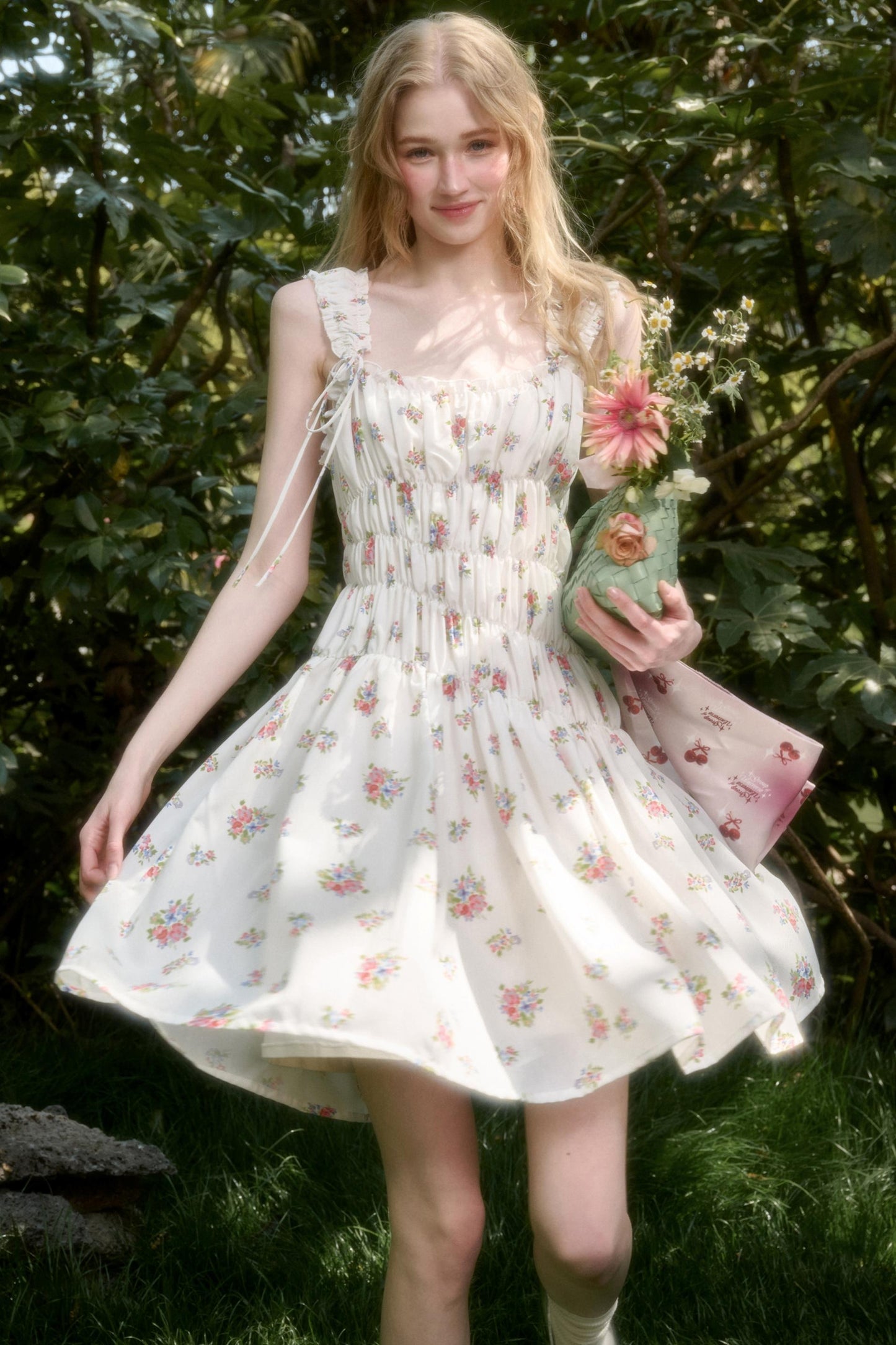 Vintage Floral Halter Dress