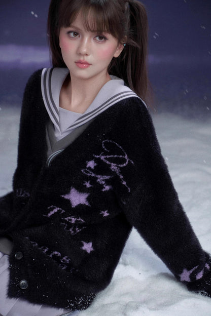 Black and Purple Graffiti Cardigan