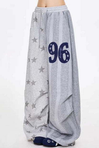 Freizeithose mit weitem Bein und Sternenmuster