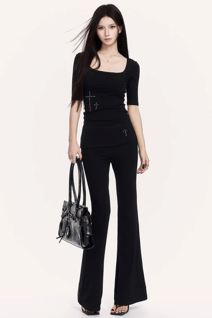 Square Neck Flared Pants Set-Up