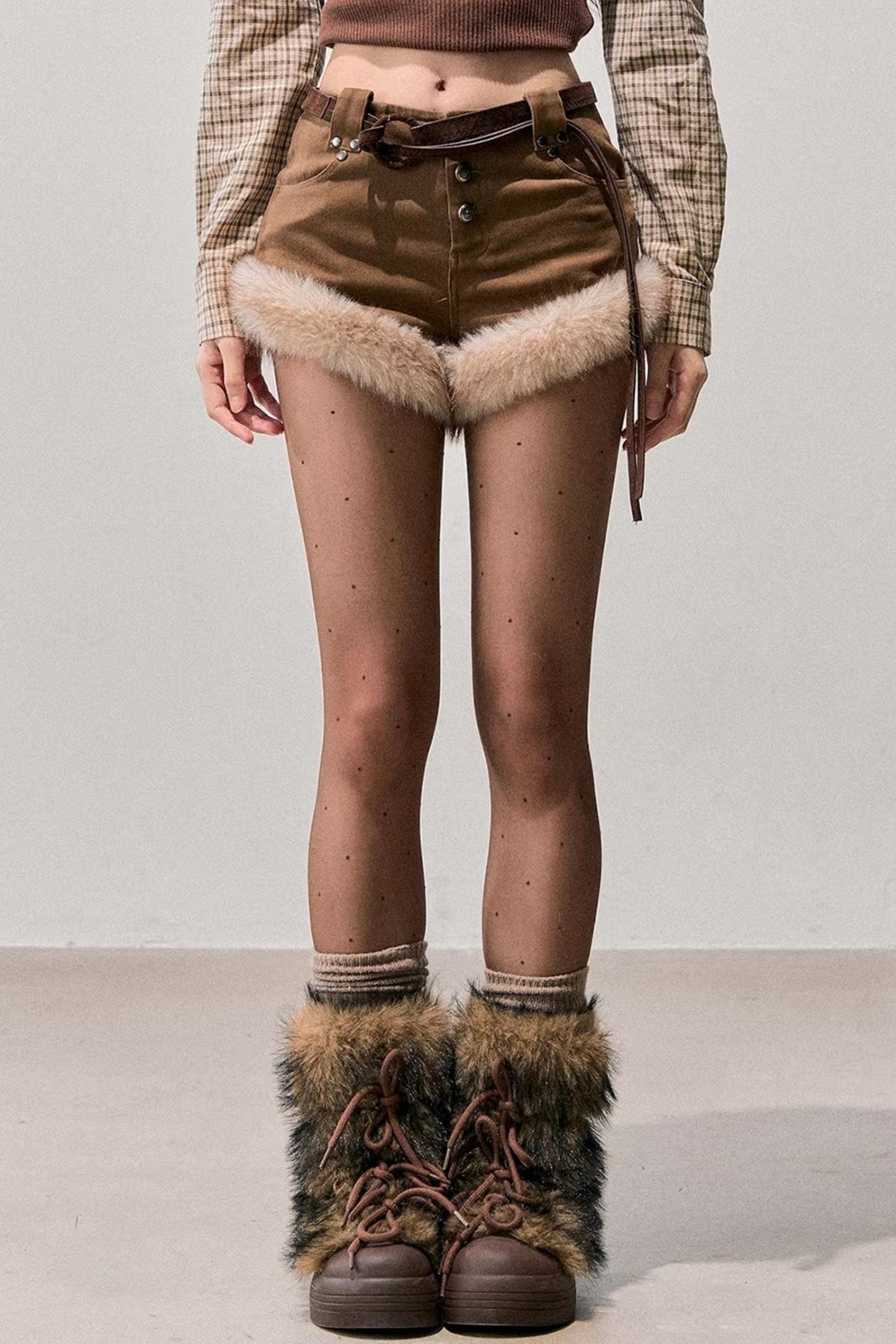 Korean Faux Fur Wide-Leg Pants