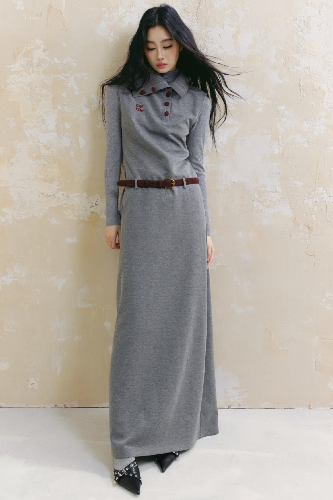 Gray Dream Polo Neck Dress Set-Up