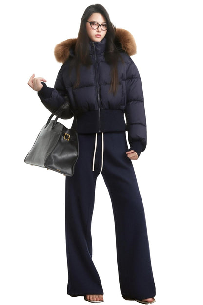 Fur Collar Cotton Waist Hooded Jacket