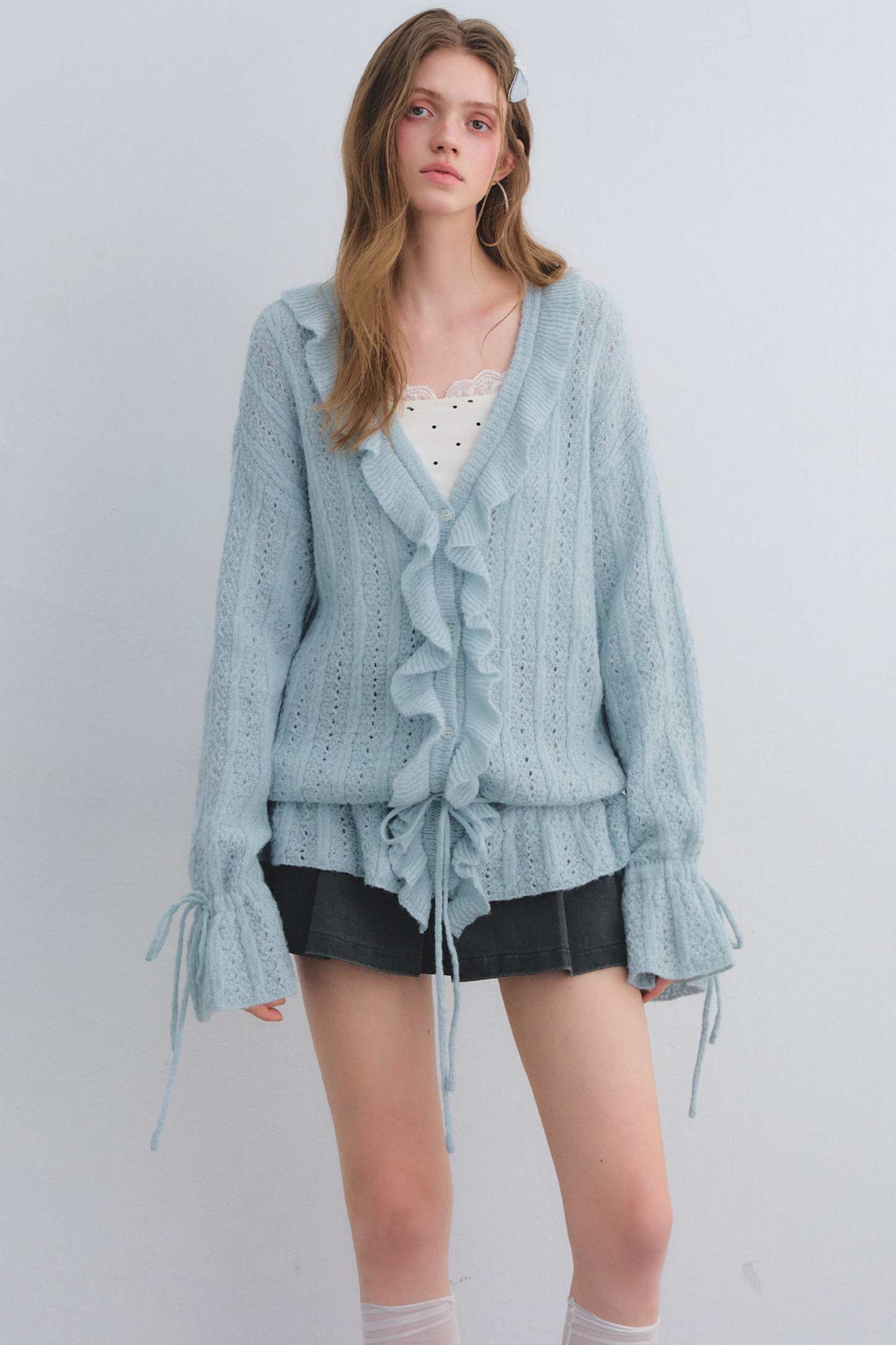 Wool Mohair Ruffled Cardigan