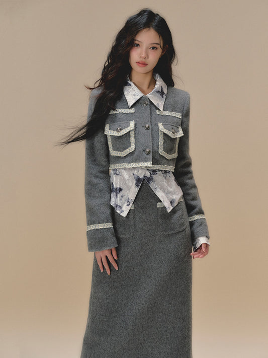 Jacket and skirt two-piece set