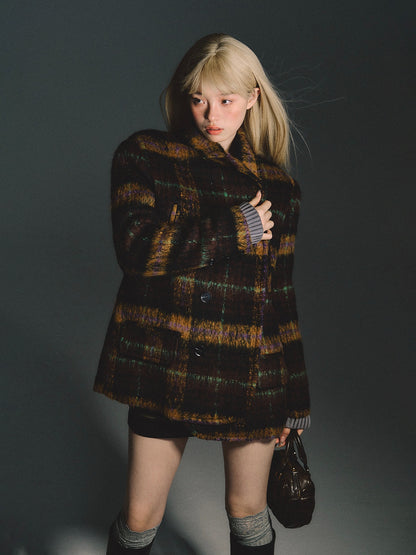 vintage plaid tweed coat