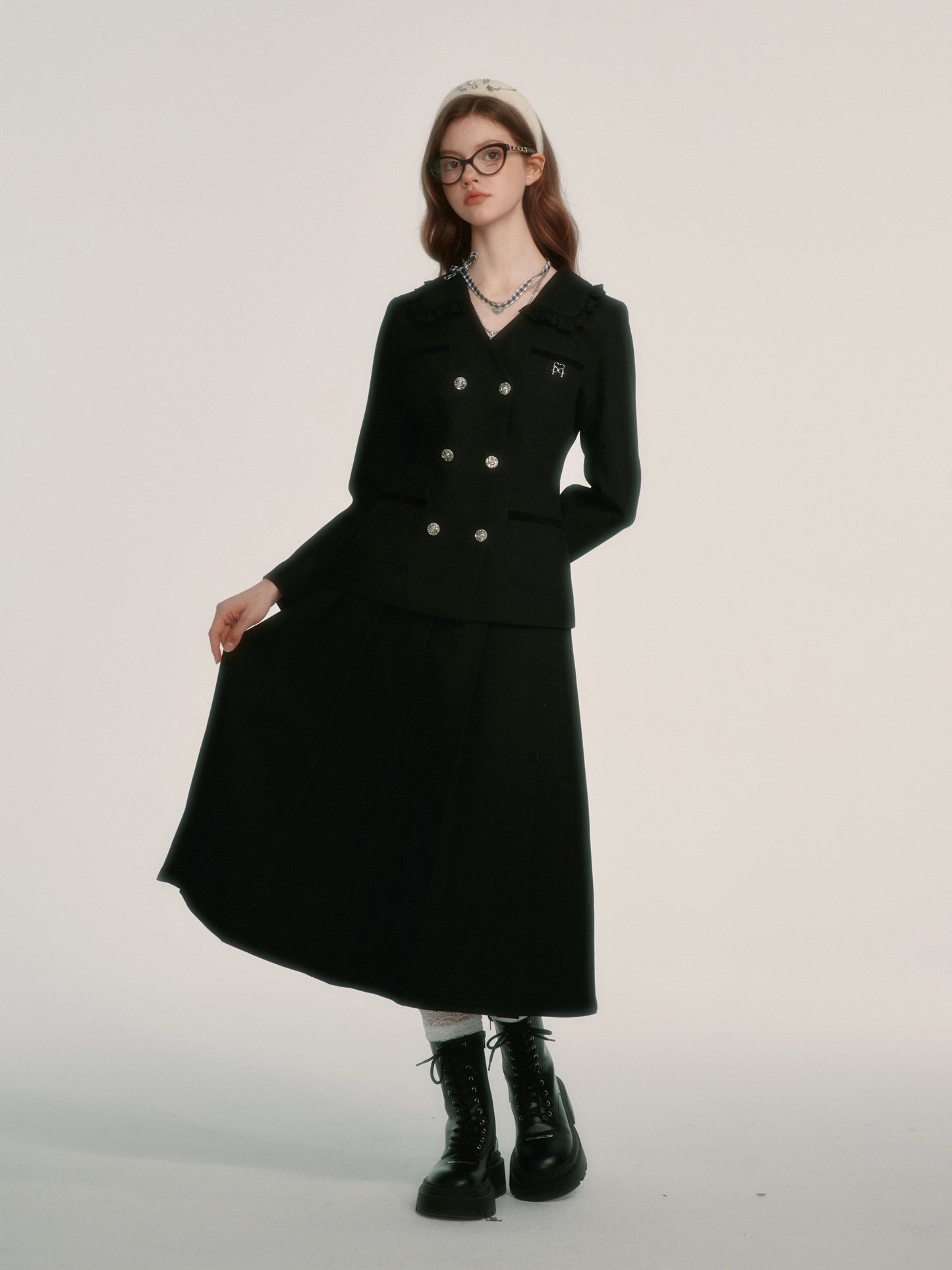 Vintage pleated skirt suit set