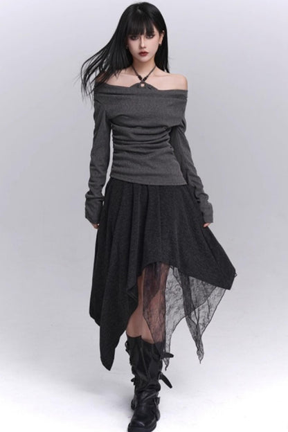 Off-Shoulder Halter Top