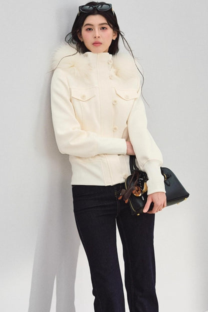 Fur Collar Khaki Jacket