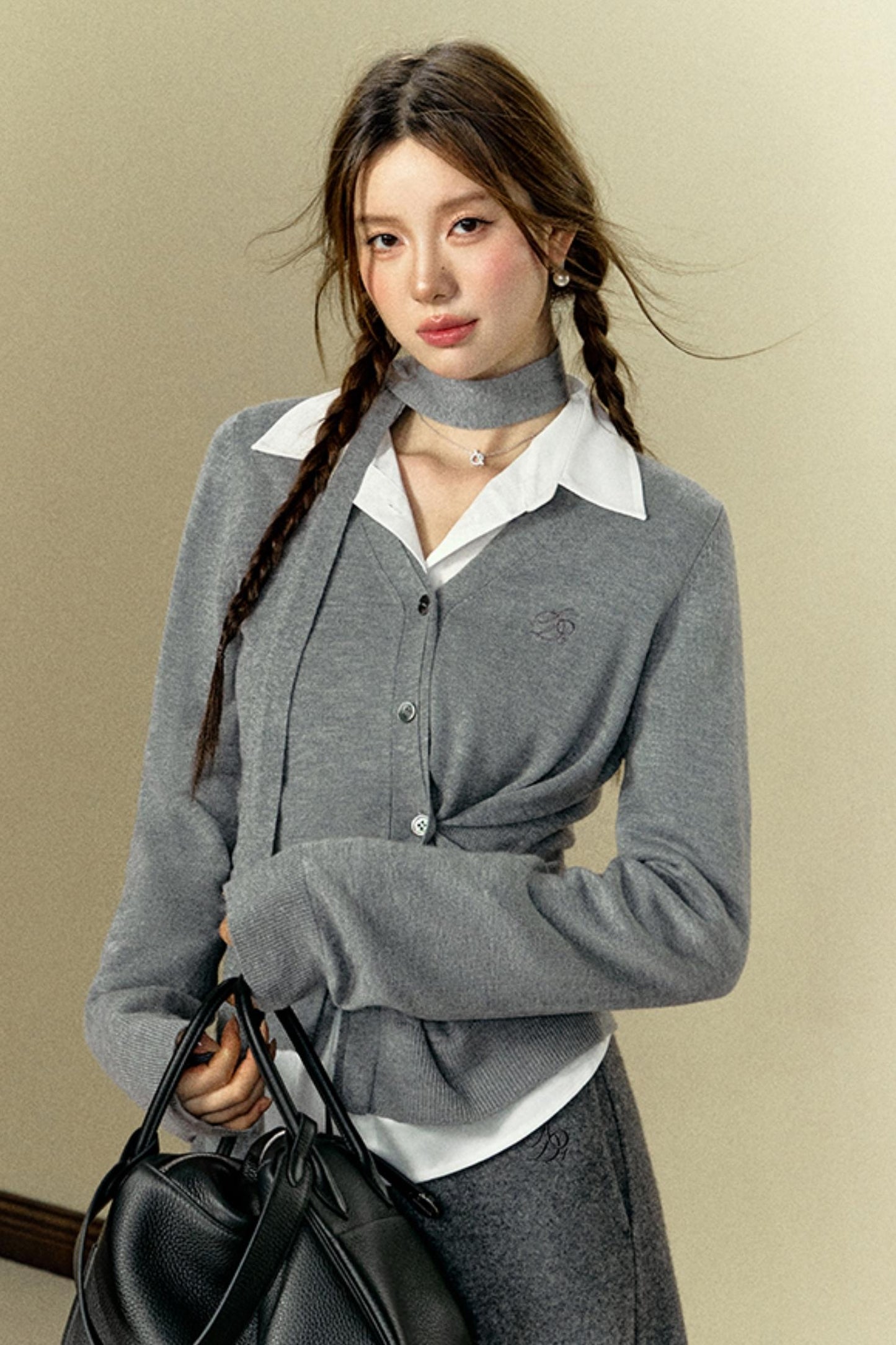 Simple Gray Lazy Knitwear Top