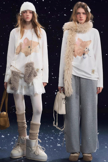 Little Deer Fluffy Blouse Top