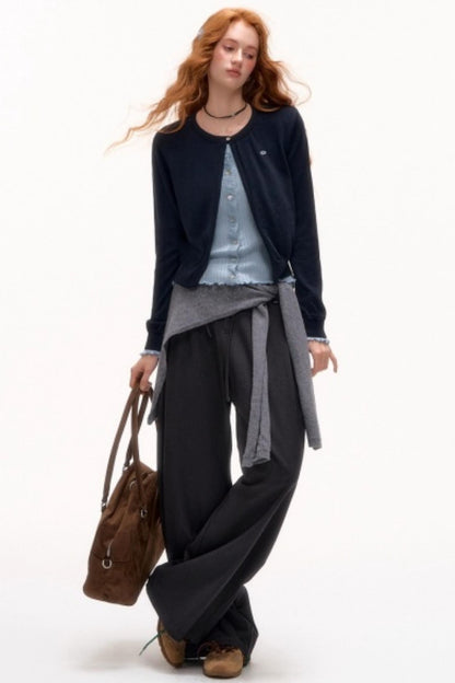 Solid Knit Lace-Up Shawl