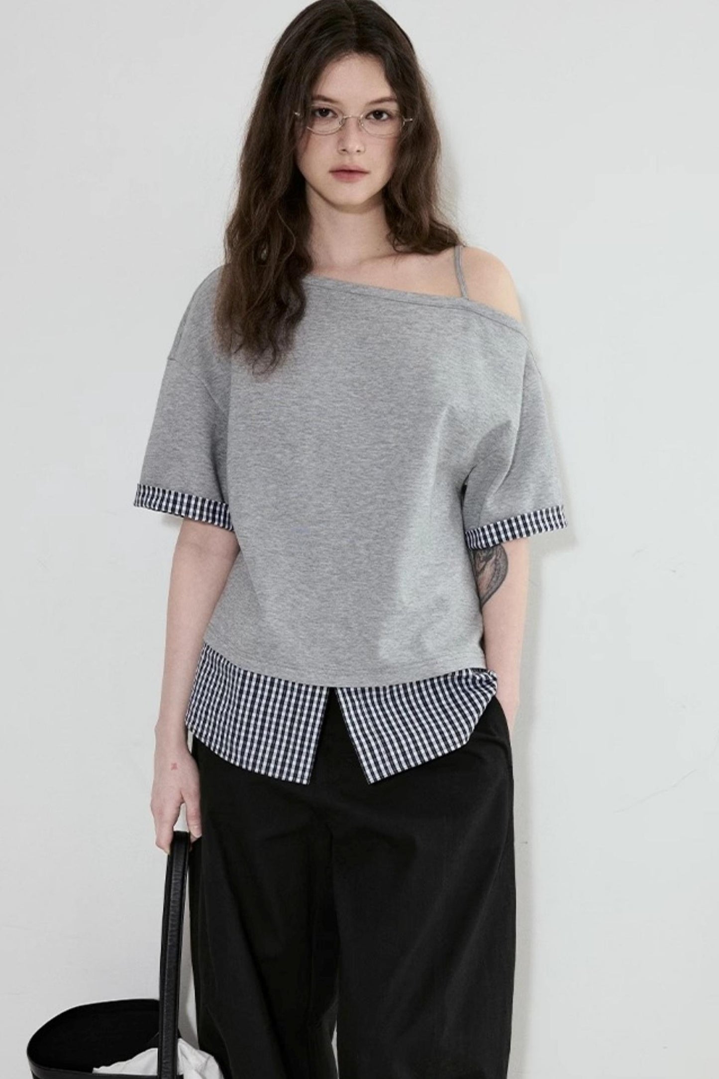 Gray One-Shoulder Tee