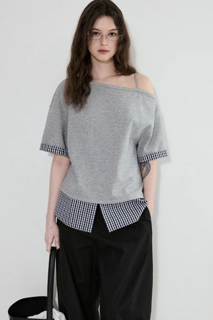 Gray One-Shoulder Tee