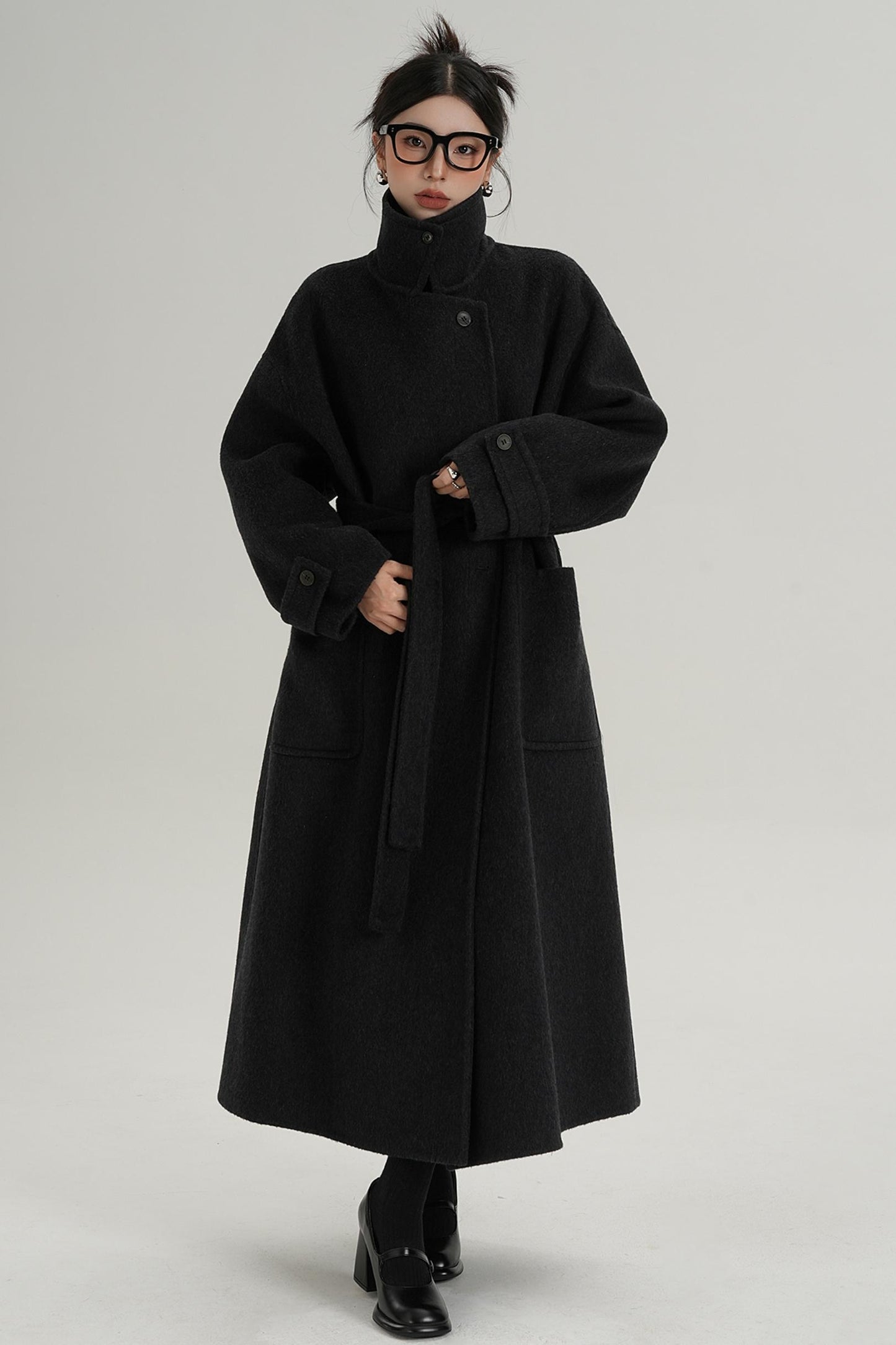 Stand-Up Wool Long Coat