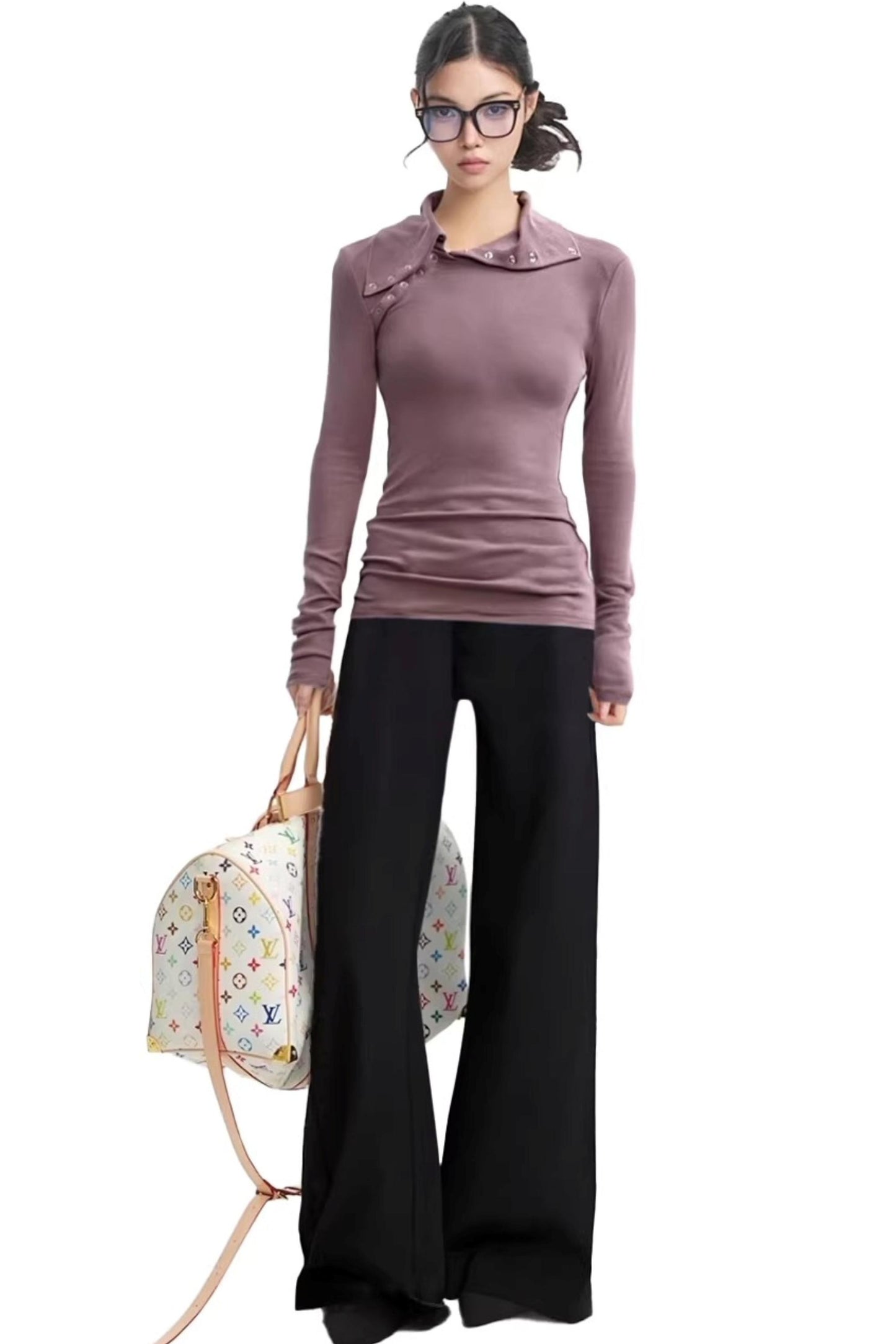 Retro Studded High-Neck Top