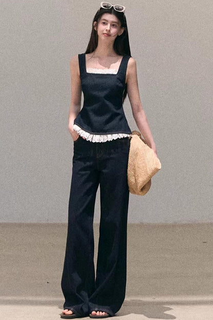 Sun-Kissed Floral Denim Pants Set-Up