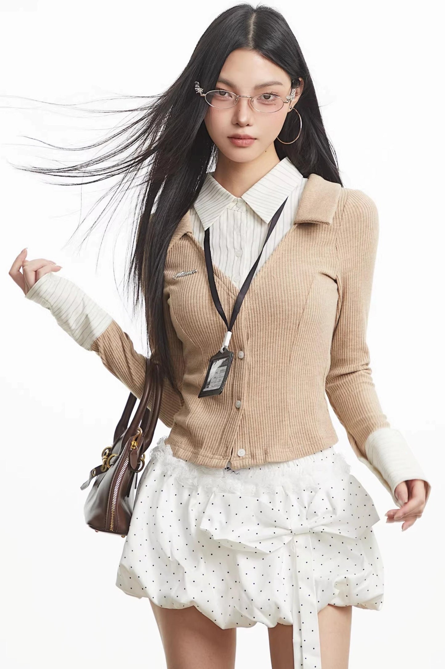 Retro Spliced Knitted Cardigan