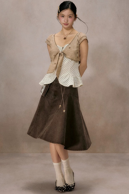 Irregular Denim A-Line Skirt