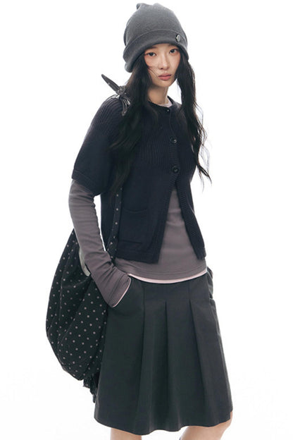 Vintage-Strickjacke mit mittellangen Ärmeln