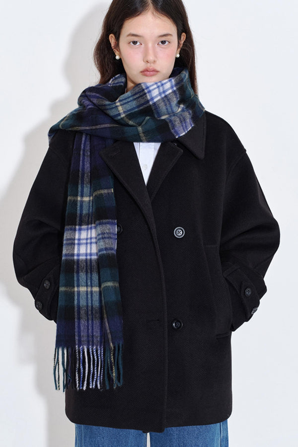 Minimalist Double-Breasted Woolen Coat