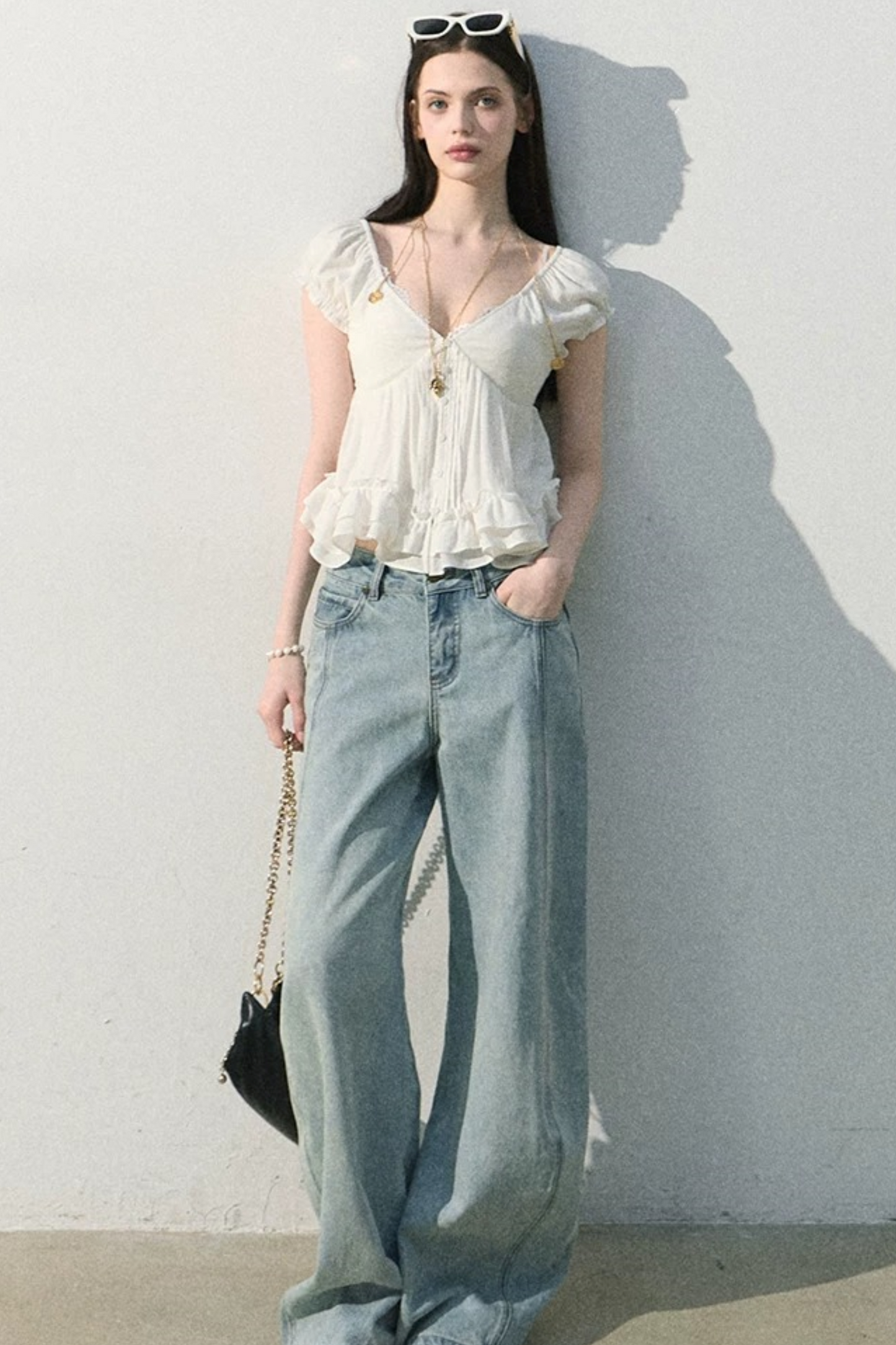 Lyocell Linen Ruffled Blouse