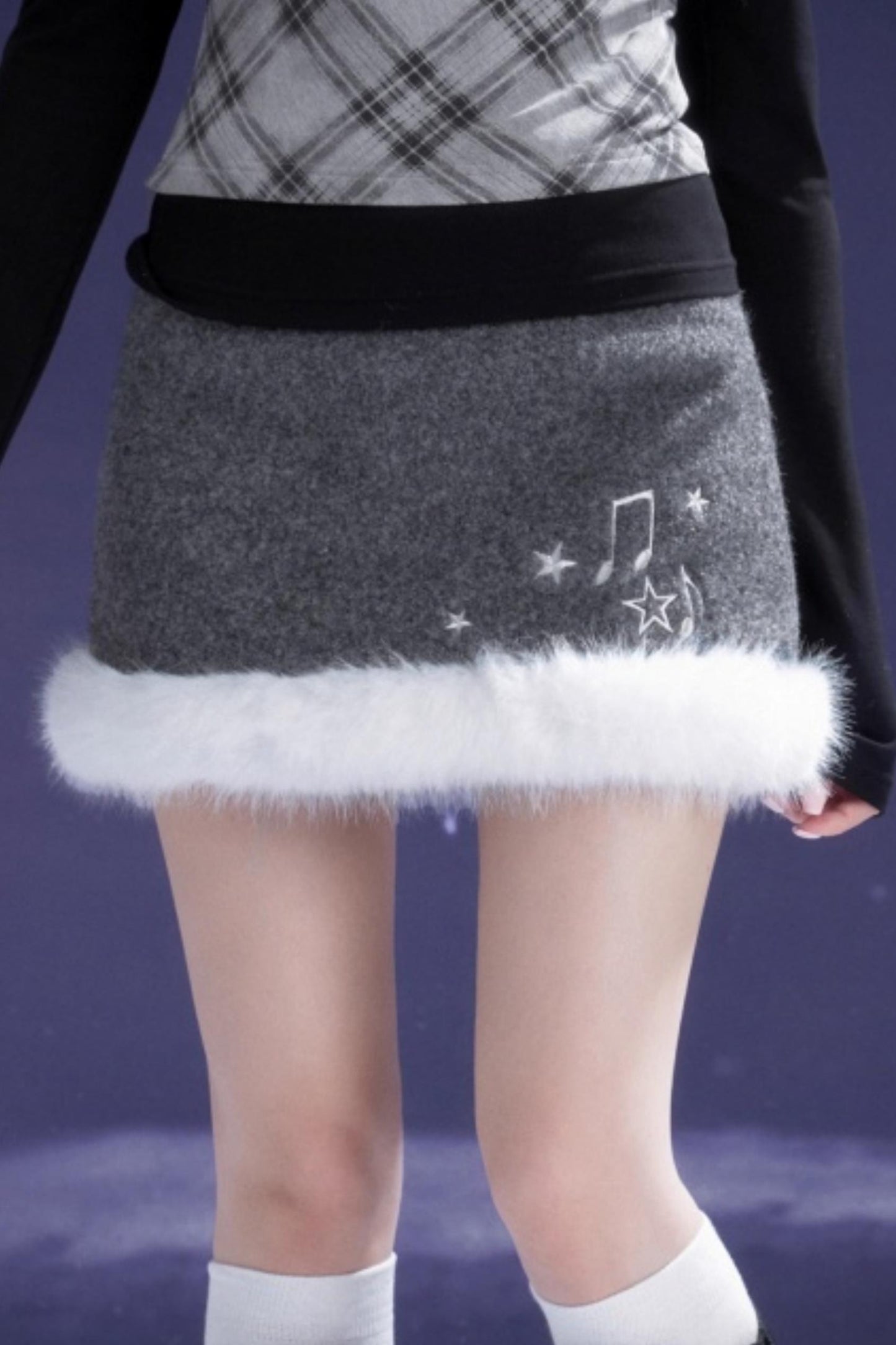 Gray Woolen Note Skirt